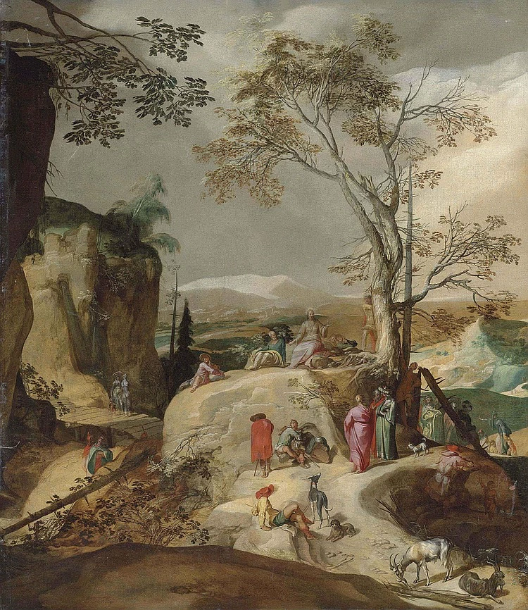 Il Discorso della Montagna in un paesaggio roccioso